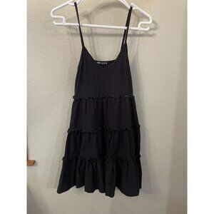 Zara Black Sleeveless Spaghetti Strap Summer Dress Small Ruffles‎ Minimalist